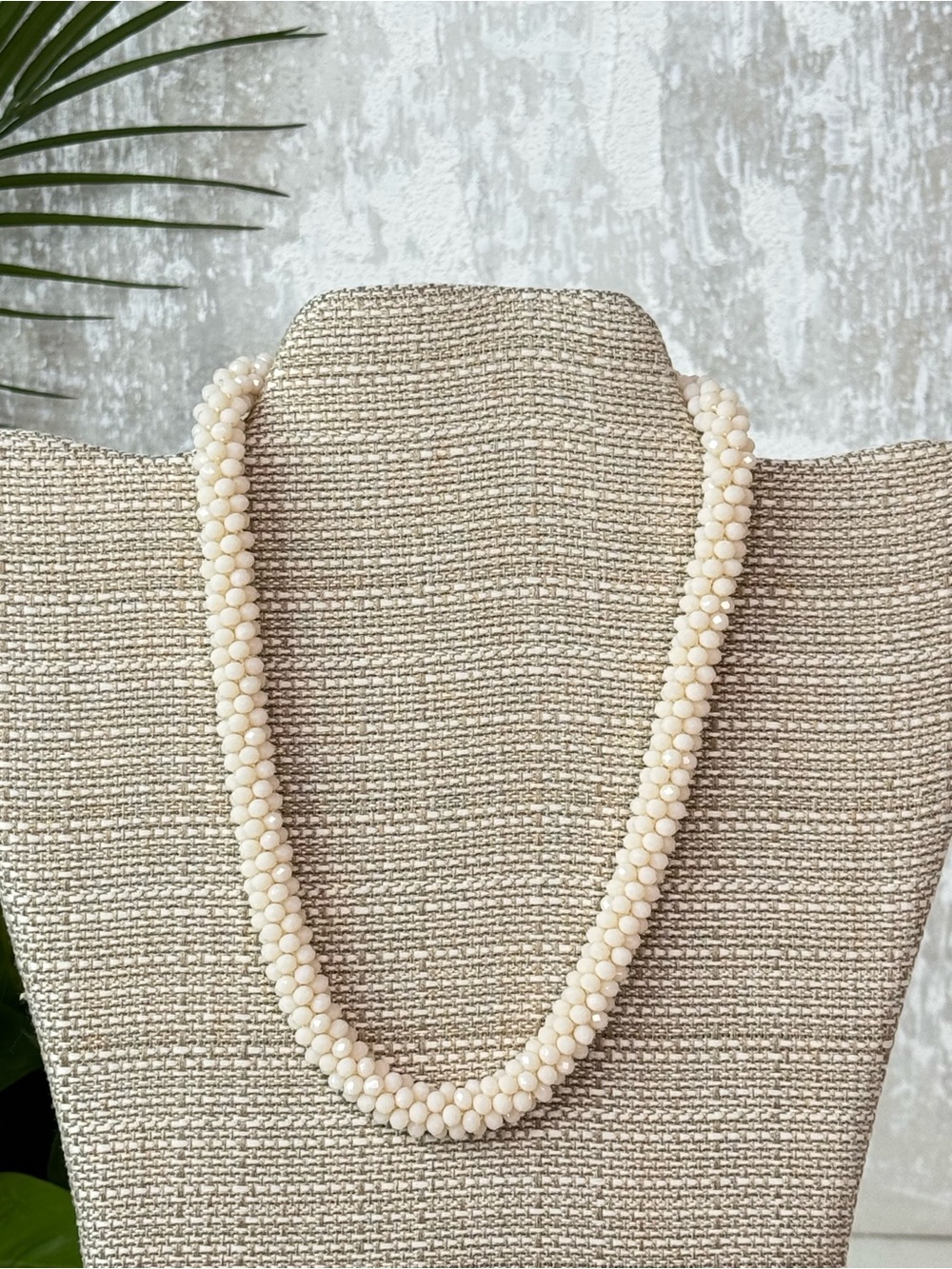 Crystal Avenue Cream Beaded Necklace NWT